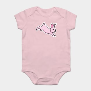 Cute Baby Rabbit Jumping Cartoon Sticker vector illustration. Animal nature icon concept. Funny furry white hares, Easter bunnies jumping sticker vector design with shadow. Baby Bodysuit